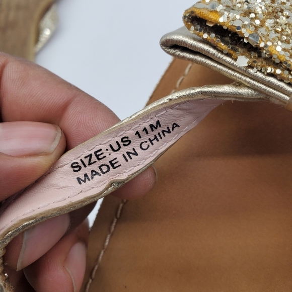 Kate Spade Shoes Women 11M Icarda Gold Glitter Bow Thong Sandals - Picture 2 of 10